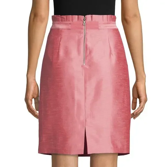 Alice + Olivia Toni Paper-Bag Skirt Satin Pink Women’s 8 Pencil Office Barbie - Picture 2 of 16
